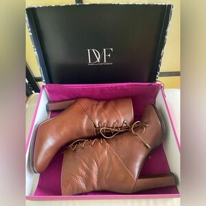 Diane Von Furstenberg Paden Lace Up Ankle Boots, Black Size 8.5